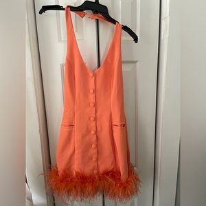Nasty gal orange dress with fur size 6